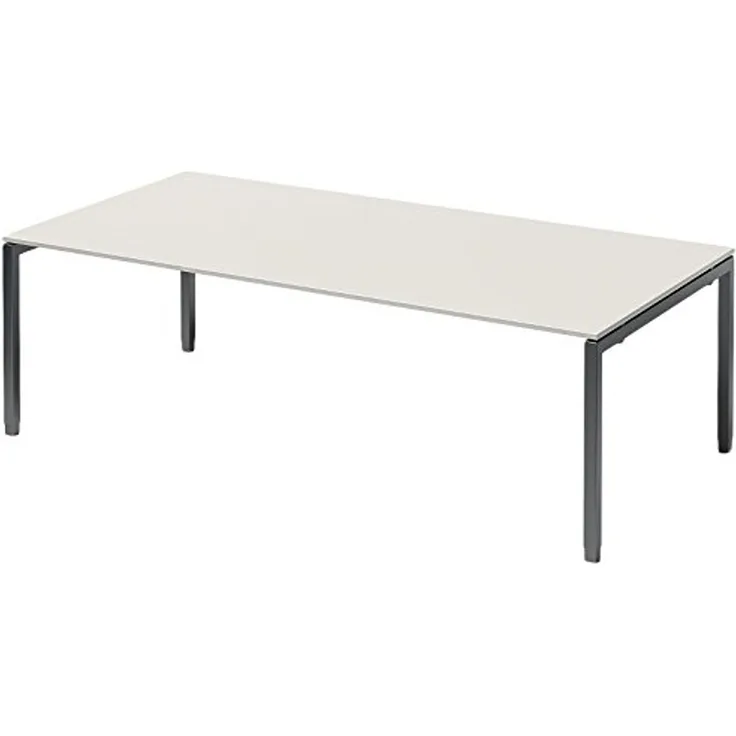 BISLEY Cito Chefarbeitsplatz/Konferenztisch, 650-850 mm höheneinstellbares U-Gestell, Metall, Gw334 Dekor Grauweiß, Gestell Anthrazitgrau, 120 x 240 x 85 cm