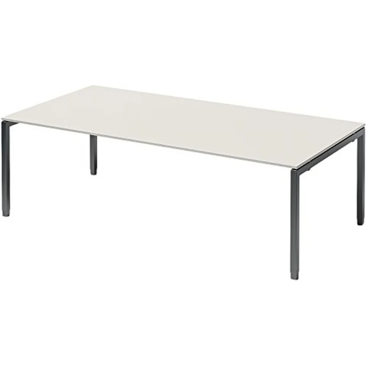 BISLEY Cito Chefarbeitsplatz/Konferenztisch, 650-850 mm höheneinstellbares U-Gestell, Metall, Gw334 Dekor Grauweiß, Gestell Anthrazitgrau, 120 x 240 x 85 cm – Bild 1