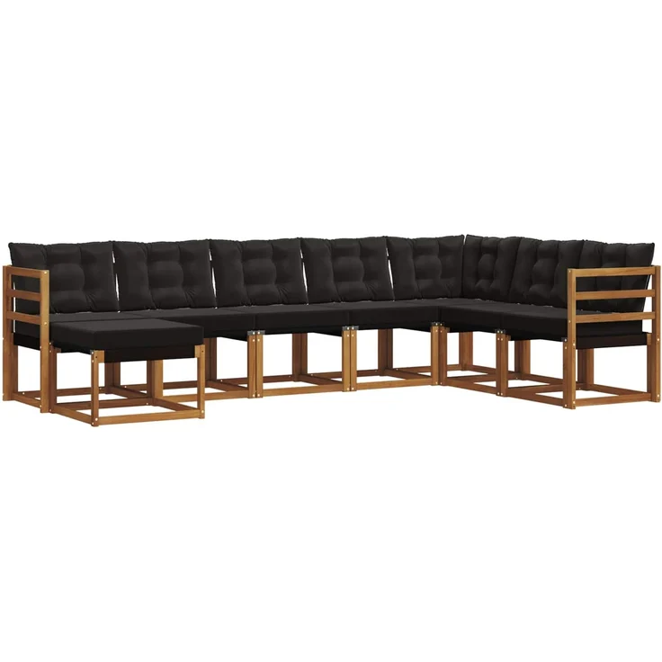 vidaXL Outdoor-Sofagarnitur 8 stk. 8-Sitzer Natur und Schwarz 3368943 – Bild 2