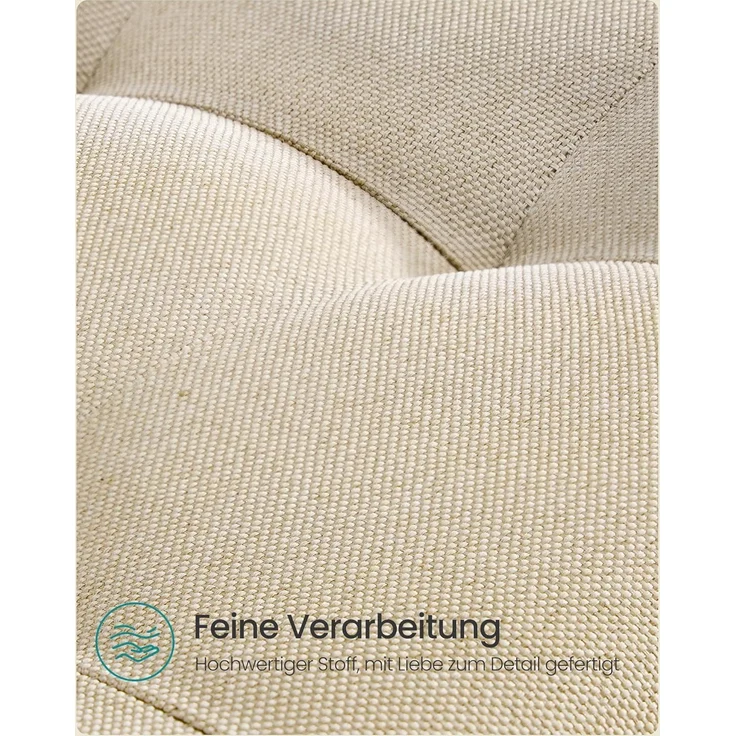 SONGMICS Fußhocker, Leinenimitat, Hocker klein, Dicke Polsterung, bis 150 kg belastbar, für Wohnzimmer Schlafzimmer Eingangsbereich, sandbeige-tintenschwarz LOM502LF01 – Bild 6