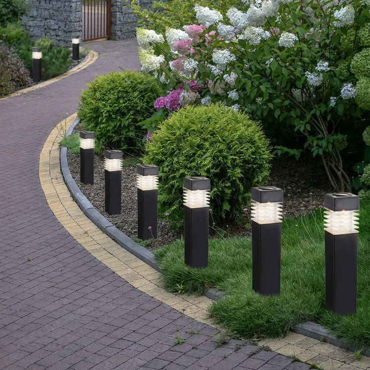 LED Solarlampen, IP44, grau, H 38,5cm, 4er Set – Bild 6