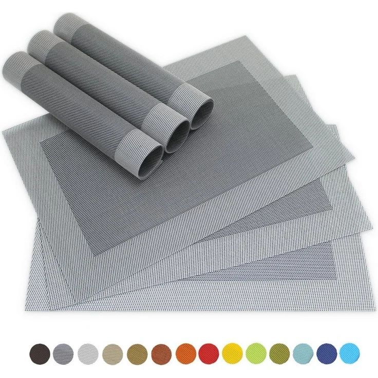 matches21 HOME & HOBBY Platzset Tischsets BORDA 6er Set Schwarz-silber als Tischuntersetzer, (6-St), Abwaschbare Platzsets als Tischunterlagen für Ess-Tisch Tisch-Deko – Bild 2