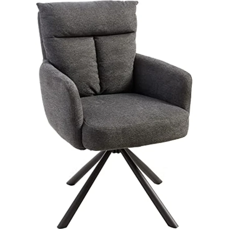 riess-ambiente Polsterstuhl BIG GEORGE grau / schwarz (Einzelartikel, 1 St), Esszimmer · 360° drehbar · mit Armlehne · Retro – Bild 2
