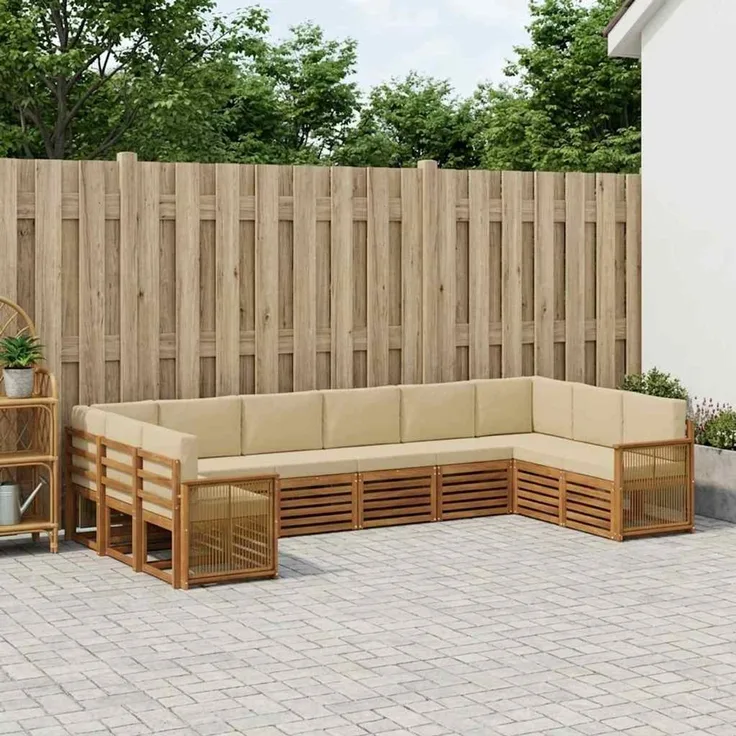 vidaXL Outdoor-Sofagarnitur 7 stk. 10-Sitzer Natur und Beige 3384899