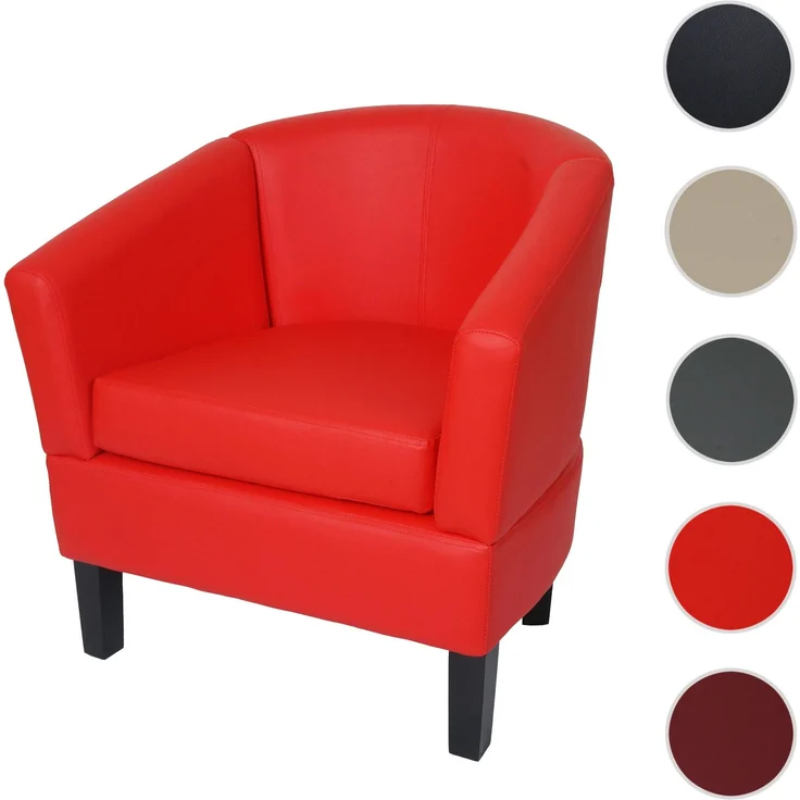 Lounge-Sessel HWC-O17, Sessel Clubsessel Cocktailsessel, FSC®-zertifiziert Kunstleder ~ rot – Bild 9