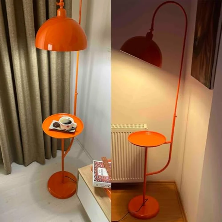 Bamyum Stehlampe Moderne Stehlampe aus Metall mit E27, verstellbarer Lampenschirm, ohne Leuchtmittel, E27, verstellbarer Lampenschirm, Stehluchte mit Ablage – Bild 4