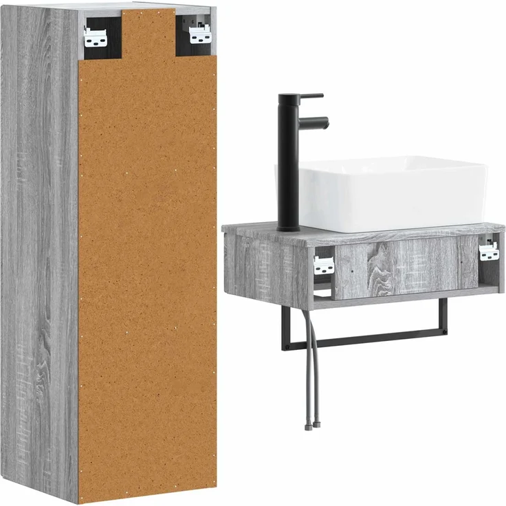 vidaXL Badezimmerschrank-Set 2 stk. Grau Sonoma 33 x 34,5 x 100 cm 3406109 – Bild 5