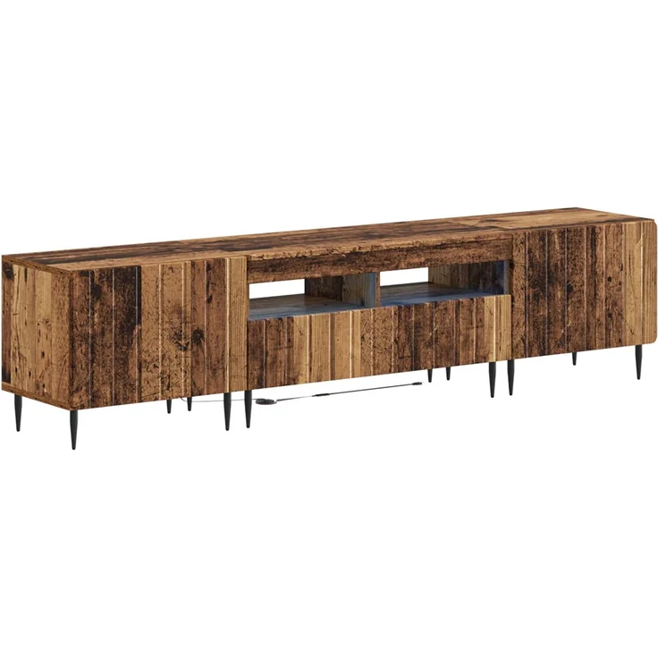 vidaXL 3-teiliges LED TV Regal ZWOLLE Altholz Holzwerkstoff 3416526 – Bild 2