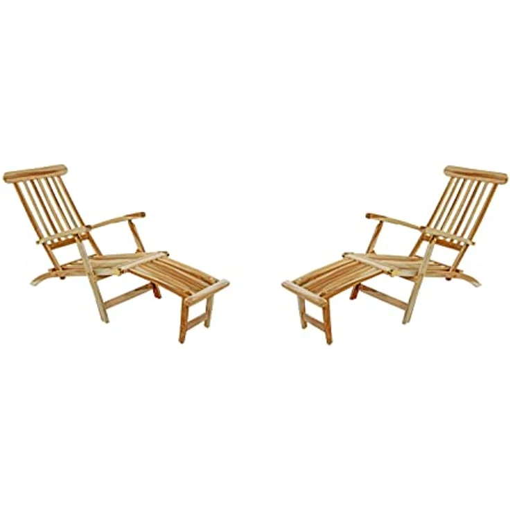 SAM 2er Set Gartenliege Puccon, verstellbare Sonnenliege, Teakholz massiv, Liegestuhl klappbar, Deckchair/Holzliege ideal für Balkon, Terrasse und Garten – Bild 2