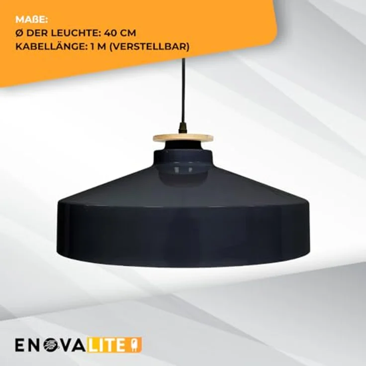 ENOVALITE Pendelleuchte ELED700171, E27-Fassung, IP20, Ø40 cm, schwarz, rund – Bild 8