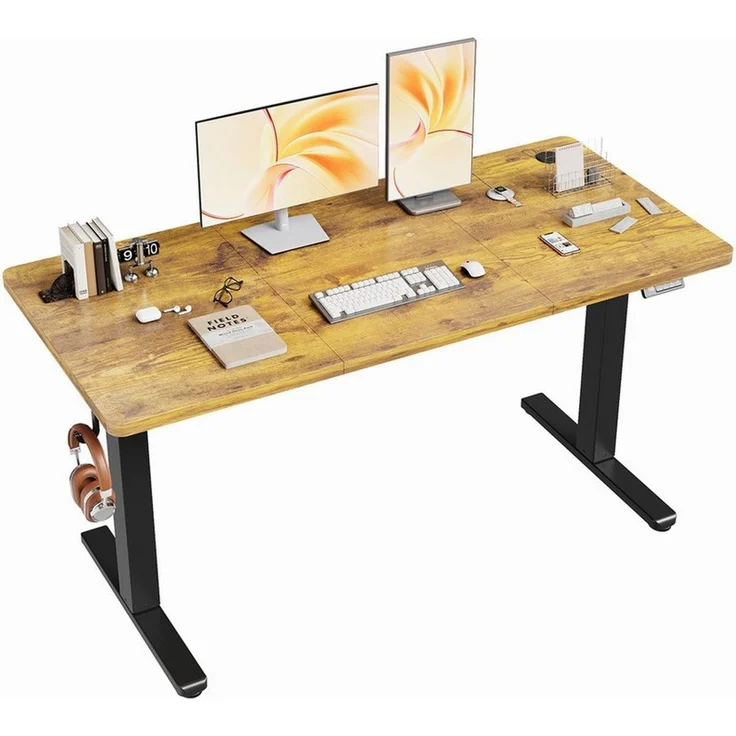 Furnicopia Schreibtisch Höhenverstellbarer Schreibtisch 120/140/160CM mit Kabelmanagement (Ergonomischer Computertisch für Homeoffice mit leisem Einzelmotor (50 dB), 4-Tasten-Handsteuerung mit 2 Memory-Positionen, einfache Montage in ca. 30 Minuten) – Bild 1