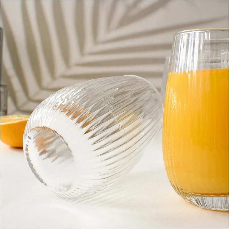 6 Trinkgläser 350ml (max. 400ml) mit geriffelter Oberfläche Cocktailgläser Saftgläser – Bild 2