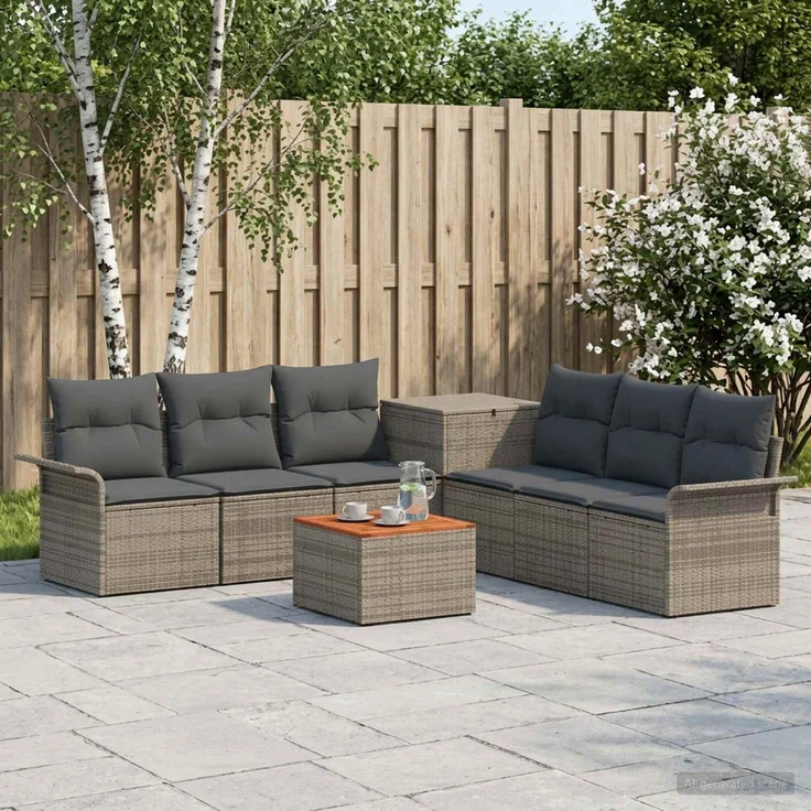 vidaXL Sofa Set 8 stk. Grau und Dunkelgrau Polyrattan und Stahl 3448010 – Bild 1
