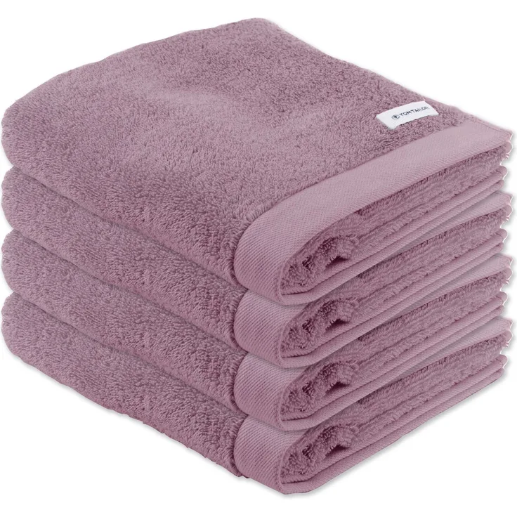 TOM TAILOR Handtuch, 4er Pack - Color Bath Towel, Frottier, Baumwolle Mauve 50x100cm