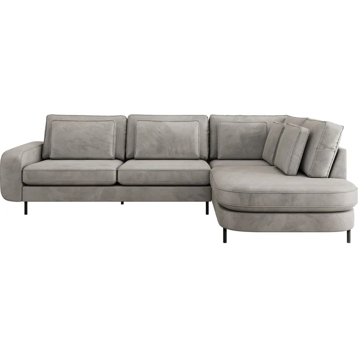 CALENO L-Form Ecksofa 317x225 cm, Massivholz-Rahmen & Wellenfedern, Sitzhöhe 51 cm, modernes Polstersofa rückenecht bezogen & freistehend - Hellgrau Velvet - Rechts Seite – Bild 7