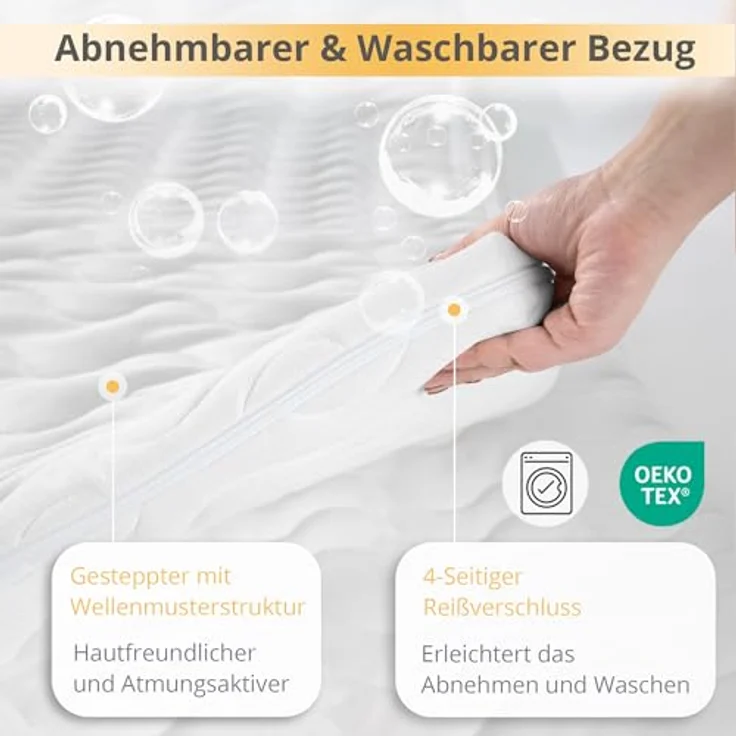 EGO HOME Matratzen Topper 180x200 cm, 7cm Höhe Matratzentopper Härtegrade H2 mit 7-Zonen Spiral-Dorn Kaltschaumkern, Öko-TEX Zertifiziert, Matratzenauflage 180x200 cm für Boxspringbett Schlafsofa – Bild 6