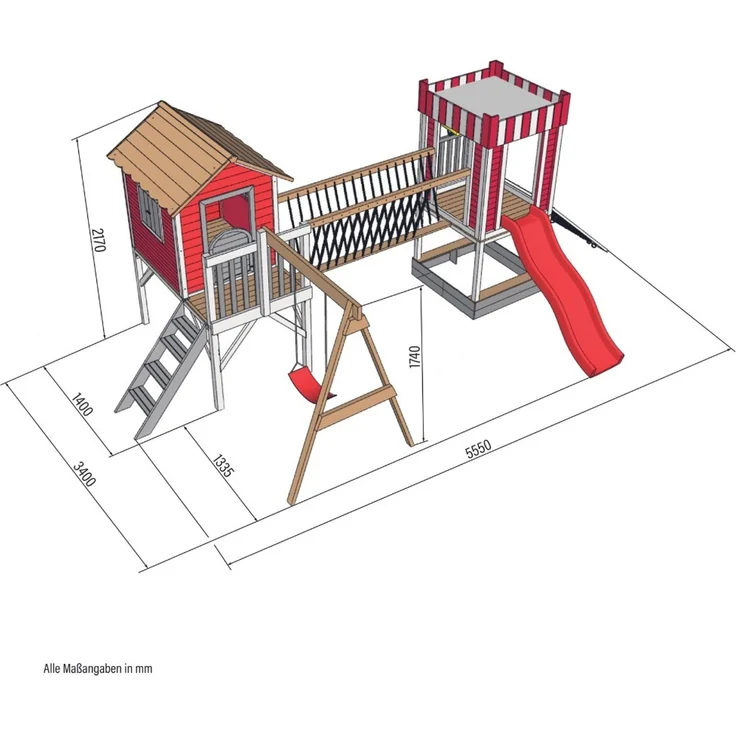 HOME DELUXE Spielpark inkl. Schaukel und Rutsche WUNDERLAND Rot - 555 x 340 cm – Bild 9