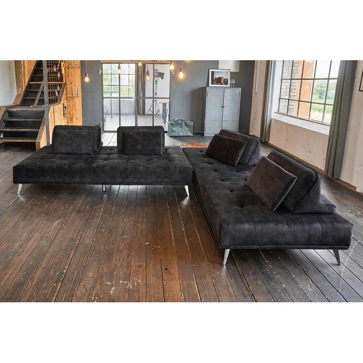 KAWOLA Sofa WIOLO Ecksofa velvet anthrazit 80 x 240 x 350 cm – Bild 1