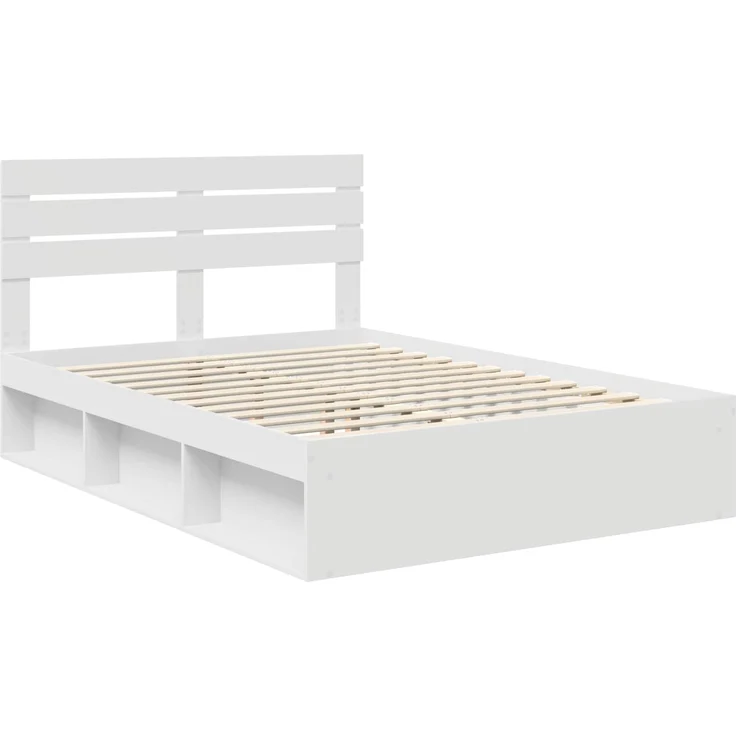 vidaXL Bettrahmen mit Kopfteil Weiß 160 x 200 cm Massives Kiefernholz 3411391 – Bild 3
