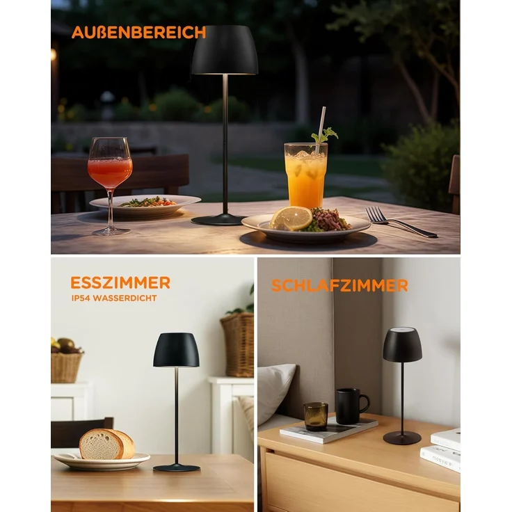 Tomons LED Außen-Tischleuchte dimmbare kabellose Touch-Tischlampe, wiederaufladbar, 3000-6500K, 4 RGB-Modi, IP54 – Bild 7