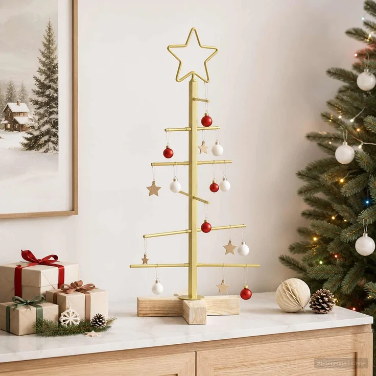 vidaXL Metall Weihnachtsbaum KUOPIO 60 cm Stahl Gold 42053866 – Bild 3