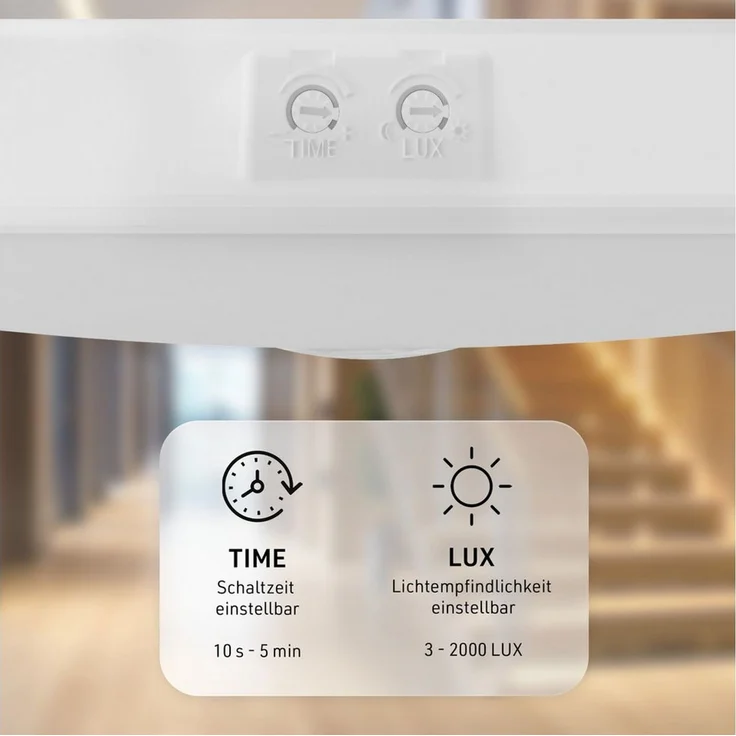 Oktaplex lighting LED Deckenleuchte Orta Deckenampe mit Bewegungsmelder 360 Grad, Bewegungsmelder, inklusive Leuchtmittel, warmweiß, 3000K Leuchte 26cm 1150lm weiß – Bild 4