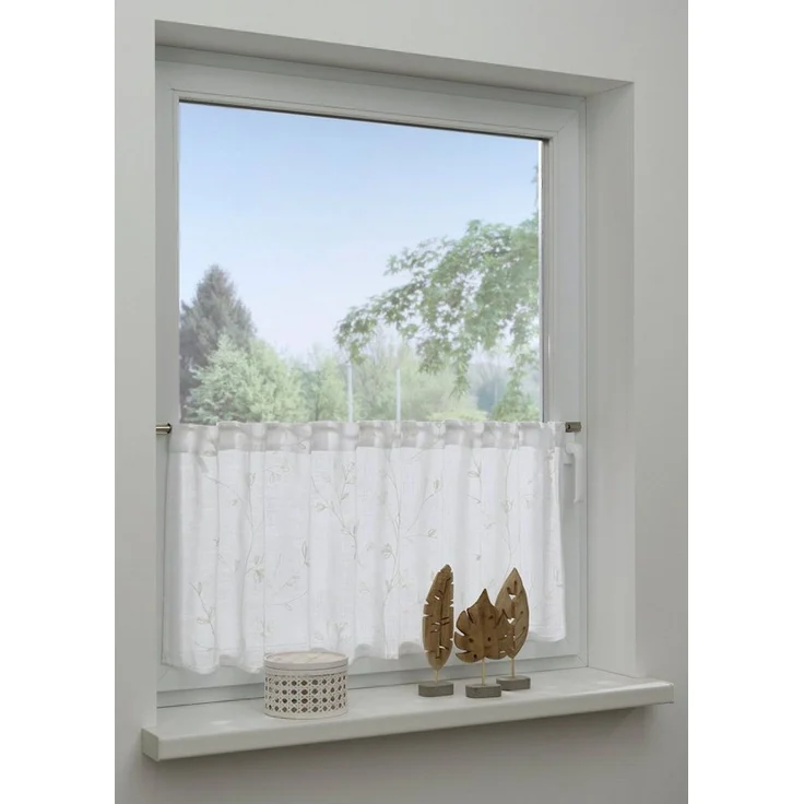 Gardinia Schlaufenpanneau mit Stickerei weiß 140 x 45 cm – Bild 1