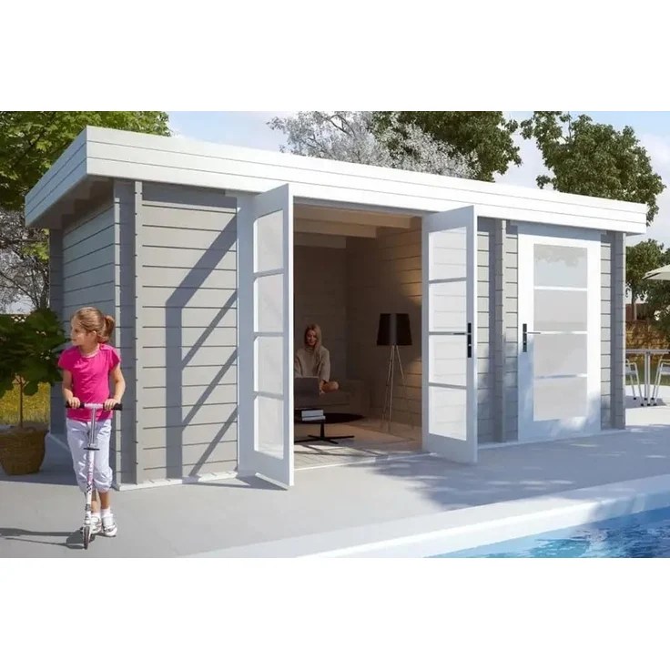 Alpholz Gartenhaus Modern-E Gartenhaus aus Holz Holzhaus mit 28 mm Wandstärke Blockbohlenhaus mit Montagematerial – Bild 2