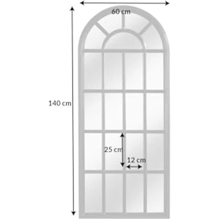 riess-ambiente Wandspiegel CASTILLO 140cm schwarz (Einzelartikel, 1-St), Wohnzimmer · groß · halbrund · mit Rahmen · Fenster-Design · Deko – Bild 7