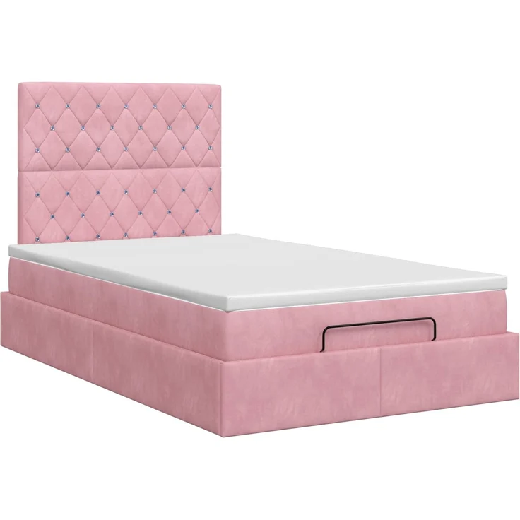 vidaXL Ottoman Bett mit Matratze mit Kopfteil Rosa 120x190 cm Samt 3457640 – Bild 5