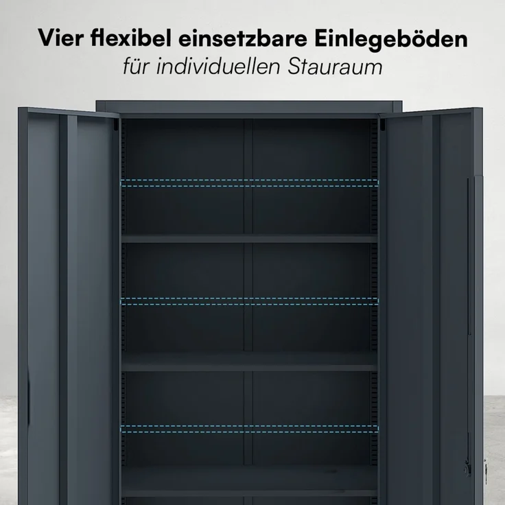STEELSØN 'Regulus' Aktenschrank, Metall, anthrazit, 175x40x80 cm, abschließbar, Metallschrank mit 5 Fächern, geeignet als Werkzeugschrank – Bild 7