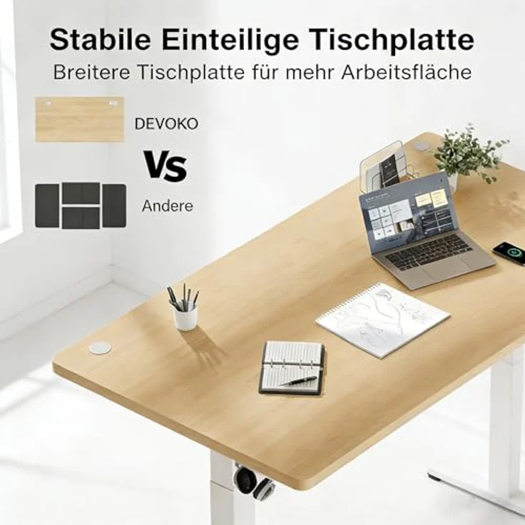 Devoko Höhenverstellbarer Schreibtisch 160x80 cm elektrisch, Höhenverstellung 71-121 cm mit Smart Control, 120 kg Tragkraft, für gesundes Arbeiten – Bild 5