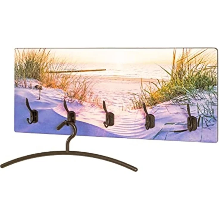 HAKU Möbel Wandgarderobe Motiv, schwarz, MDF, Metall - Maße: B 70 cm x H 30 cm x T 7 cm, Style: Modern – Bild 2