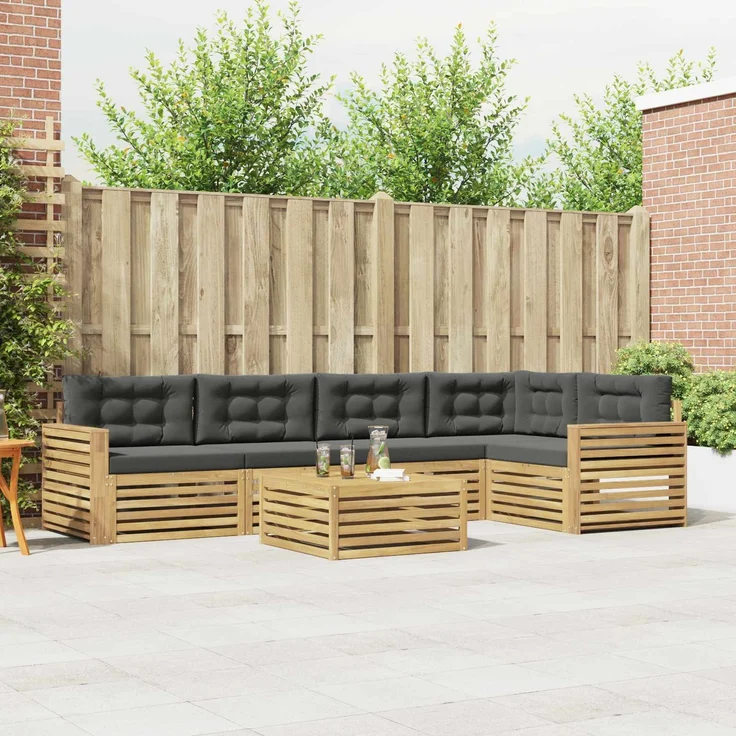 vidaXL Outdoor-Sofagarnitur 6 stk. 5-Sitzer Weiß und Anthrazit 3390532 – Bild 1