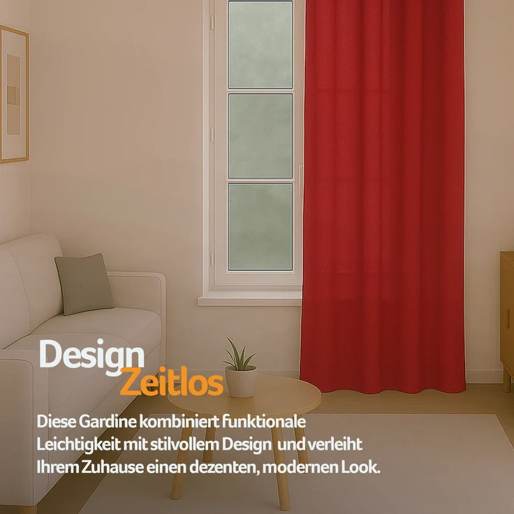 Bestlivings Blickdichte, Gardine mit Ösen, in vielen Größen und Farben Rot 140x145 cm – Bild 8