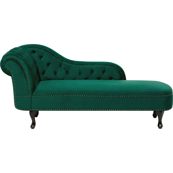 Beliani 'Nimes' Chaiselongue, Grün, Samt, 79 x 65 x 169 cm, Links