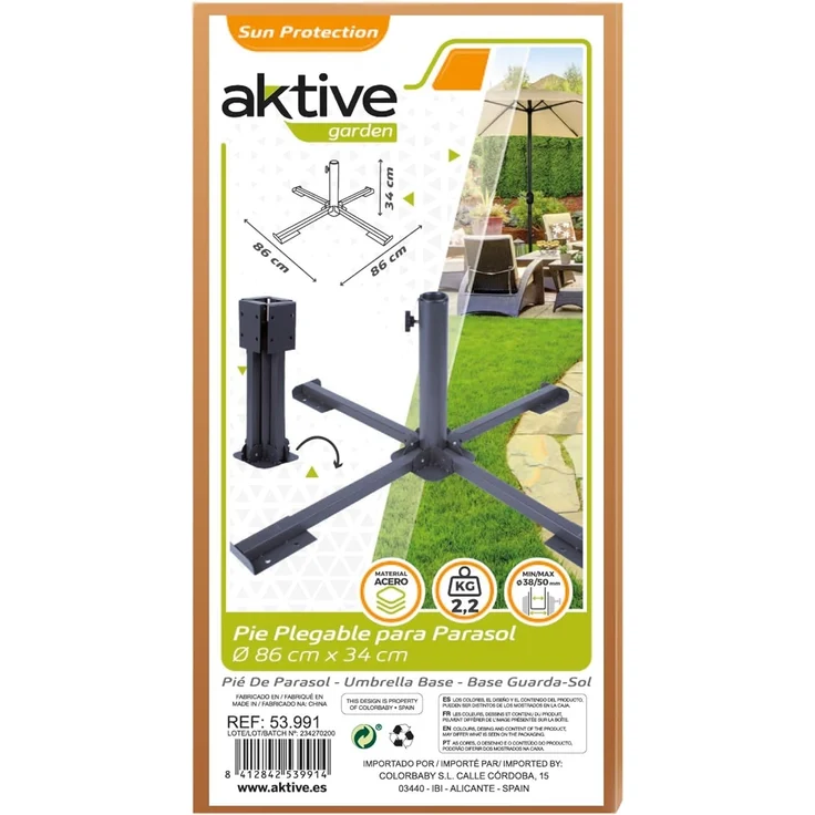 Aktive 53991 Klappbarer Metallständer, 86 x 86 x 34 cm, Rohrdurchmesser 38 und 48 mm, Schwarz – Bild 6