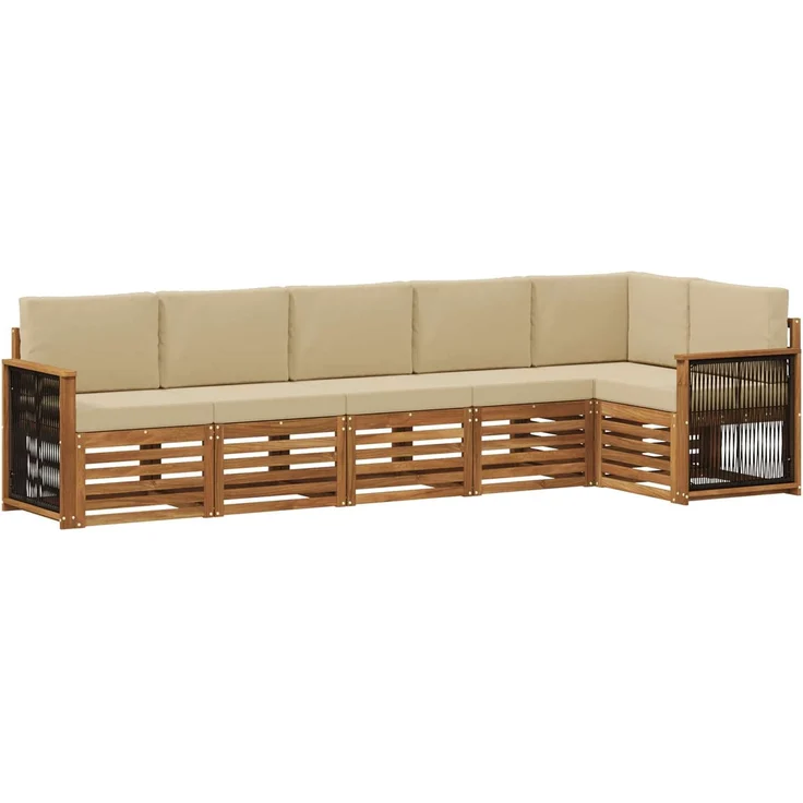 vidaXL Outdoor-Sofagarnitur 6 stk. 6-Sitzer Natur und Beige 3384414 – Bild 2
