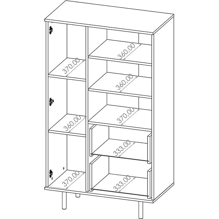 Lomadox Highboard NADOR-132, in Kaschmir, goldfarbene Metallgriffe und -füße – Bild 6