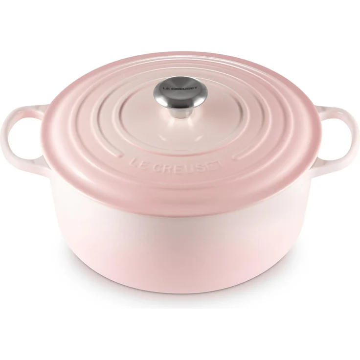 Le Creuset Signature Gusseisen-Bräter mit Deckel, Ø 28 cm, Rund, Für alle Herdarten und Induktion geeignet, Volumen: 6,7 l, 6,125 kg, Shell Pink, 21177287774430