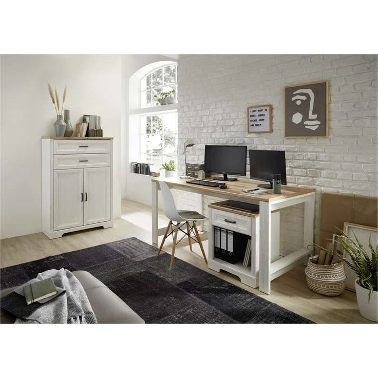 Stauraumelement Büro Kommode JASMIN 12 Pinie weiß Nachbildung – Bild 4
