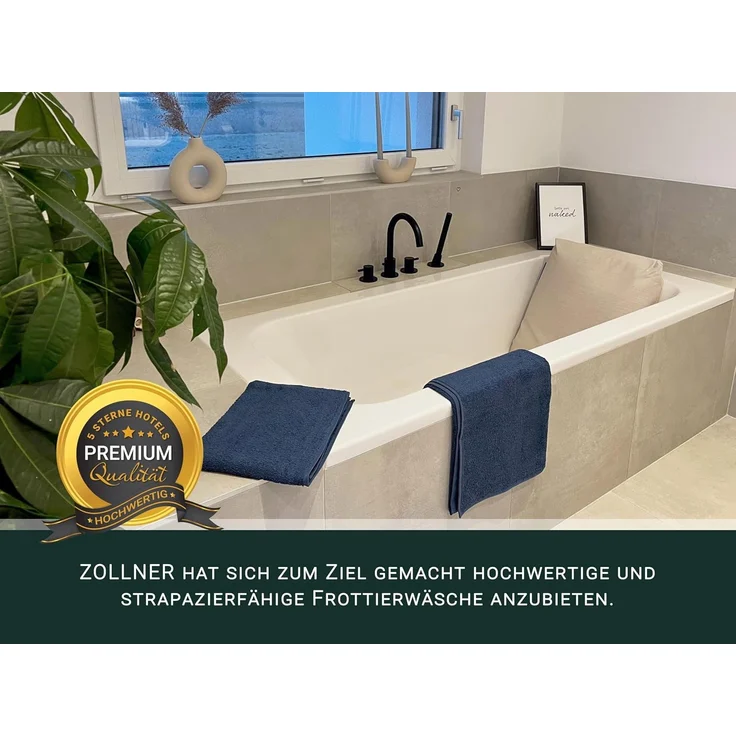 ZOLLNER 6-tlg. Handtuchset - 4 Handtücher, 2 Duschtücher, 100% Baumwolle, dunkelblau – Bild 5