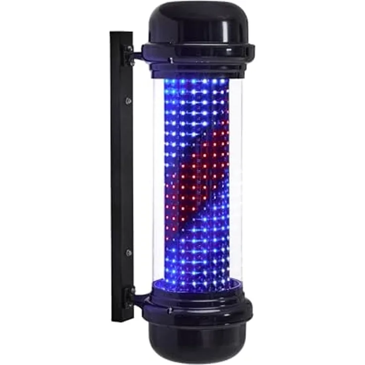 BarberPub Barber Pole Barbierstab, Barbershop Friseurstange mit LED Leucht Salon Einrichtung, Friseursalon, Barbier Stange Licht, Wandmontage, 71 CM Barber Equipment, Energie Sparen L047BC