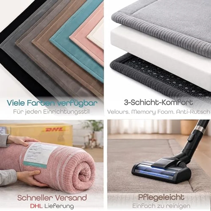 Paco Home Teppich Tatami 475, rechteckig, Höhe: 24 mm, Kurzflor, Uni-Farben, mit Memory Foam, waschbar – Bild 9