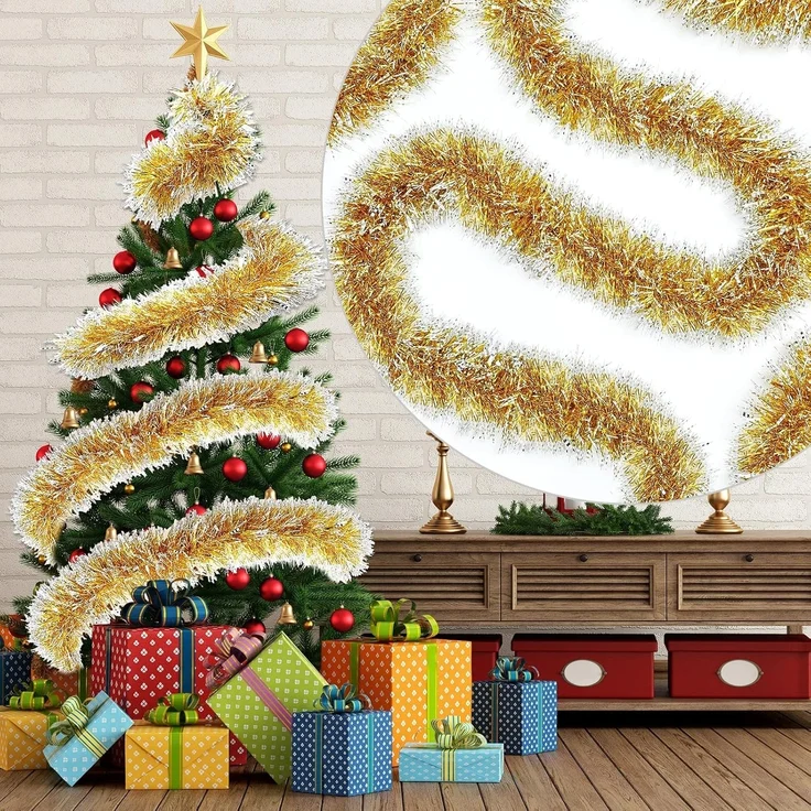 4 m Weihnachtsdekoration, Baumform, hängend, Rot, Innen & Außen, 2m pro Teil – Bild 1