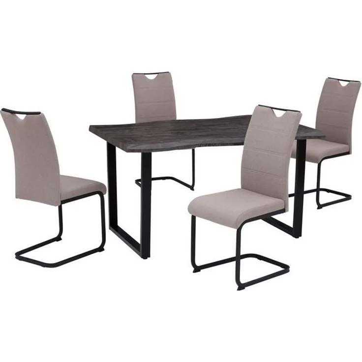HELA Essgruppe GISELLE Esszimmer, Essgruppe, Sitzgruppe TOPSELLER!, (Set, 5-tlg, 5er Set, Tisch plus 4 Stühle), Esstisch U-Gestell Metall, Tischplatte mit Baumkante, OTTOs Choice – Bild 4