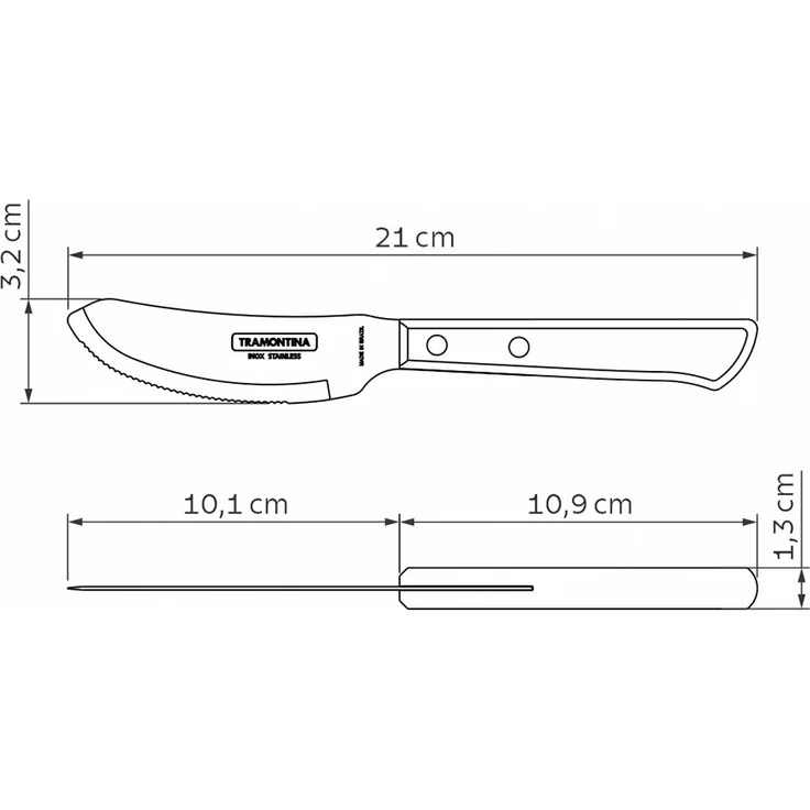 Tramontina Pizzamesser 21 cm Edelstahl mit Holzgriff – Bild 2