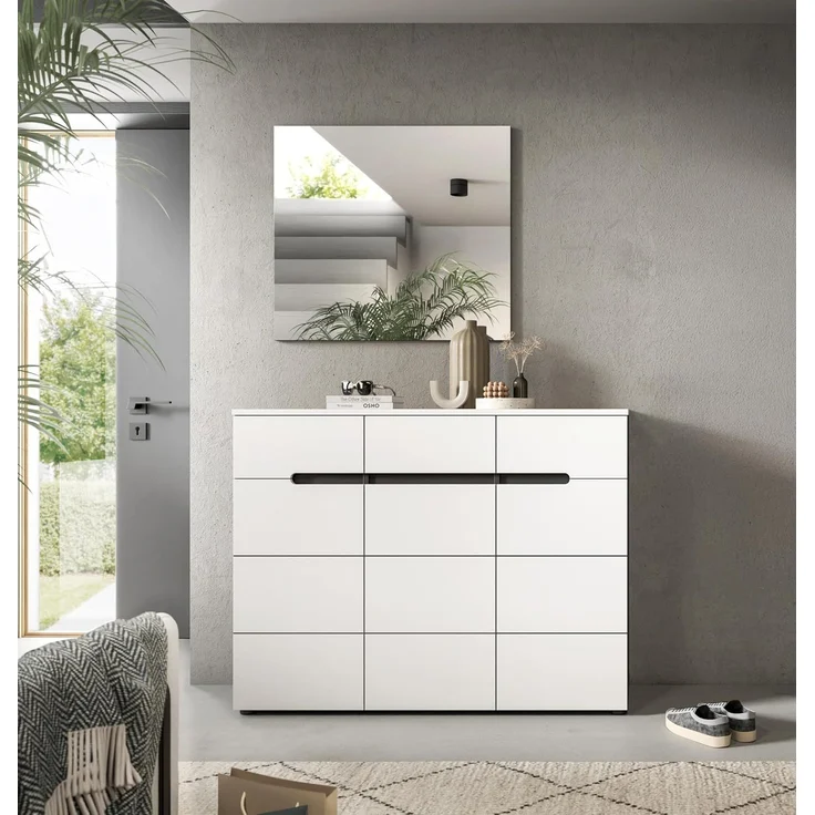 Schuhkommode (B/H/T: 120x94x37 cm) in weiß Nachbildung – Bild 3