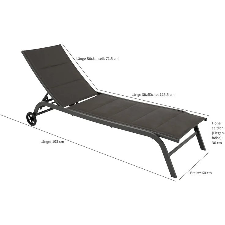 DEGAMO Rollliege RIVA, Metall anthrazit, Bezug Kunstgewebe gepolstert grau, verstellbar – Bild 2