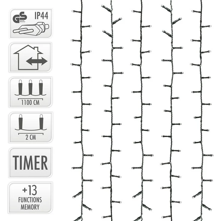 ECD Germany LED-Lichterkette Weihnachtsbeleuchtung Weihnachtslichterkette Christbaumbeleuchtung, Cluster Lichterkette 560 LEDs 11m für Innen & Außen Warmweiß – Bild 2